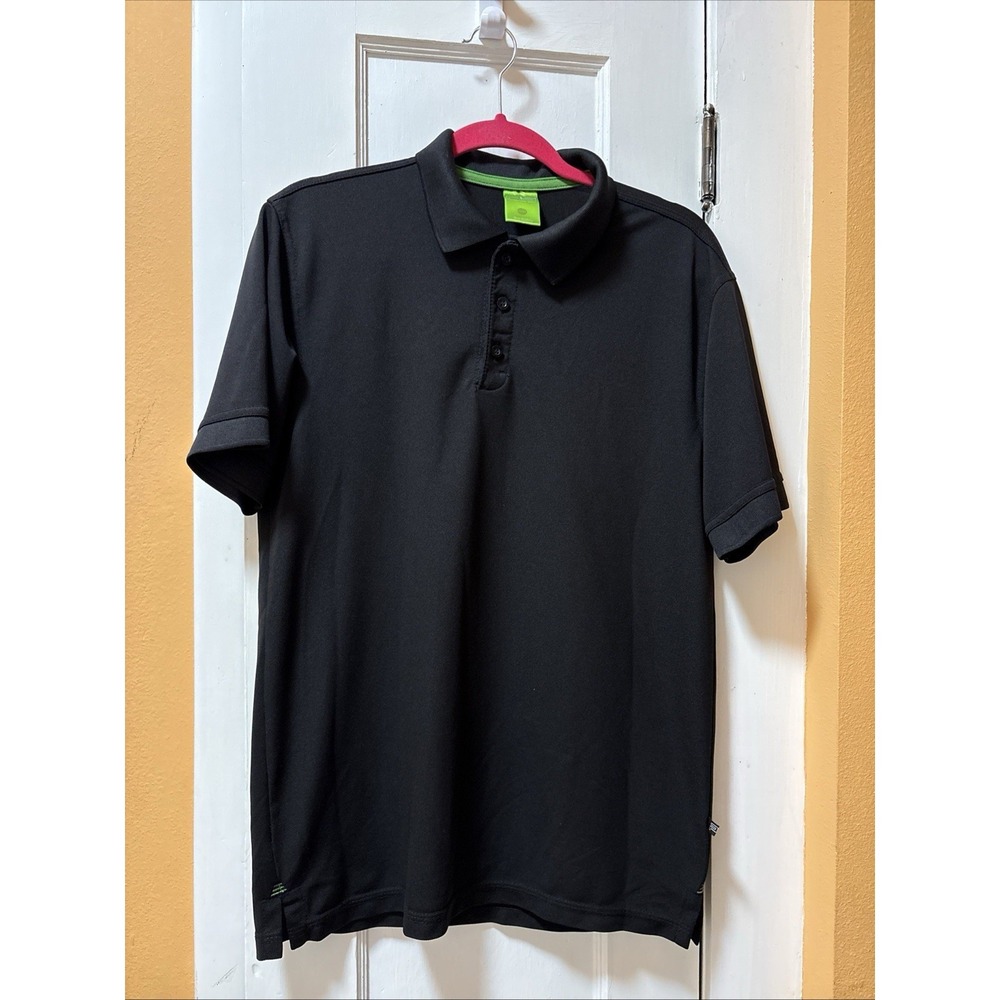 Playertees Sport Black Polo Shirt Size M 1/4 Button Up